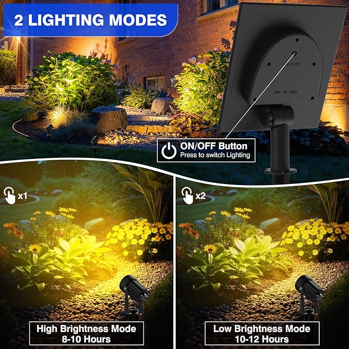 T-SUNUS Solar Landscape Spotlights Warm White IP65 Waterproof Spot Lights 9.8ft Cable Outdoor 3000K Separated Panel for Yard Garden Driveway Porch Walkway Pool Patio