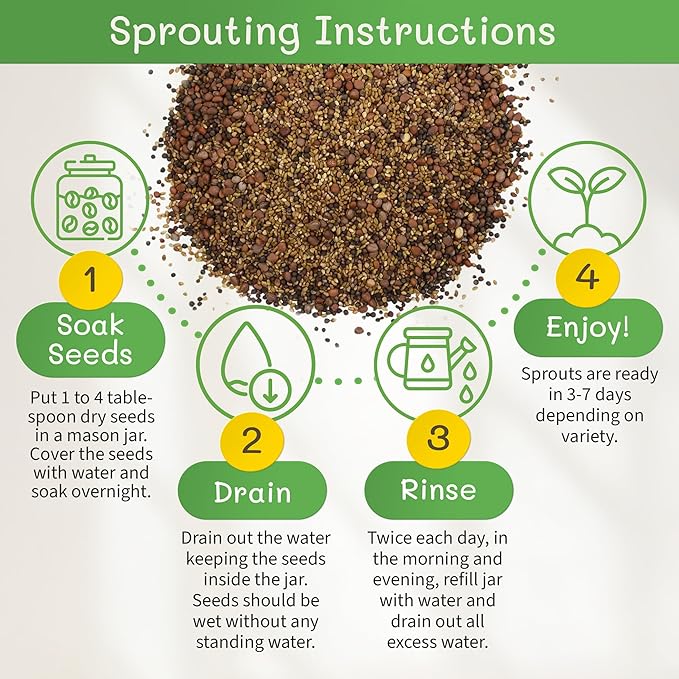 The Sprout House Assorted Mix Sprouting Seeds - Grow Fresh Sprouts &amp Bean Sprouts at Home Organic Non-GMO Nutrient-Packed for Salads Sandwich &amp Smoothies Premium 12 Pack | 2 oz Each