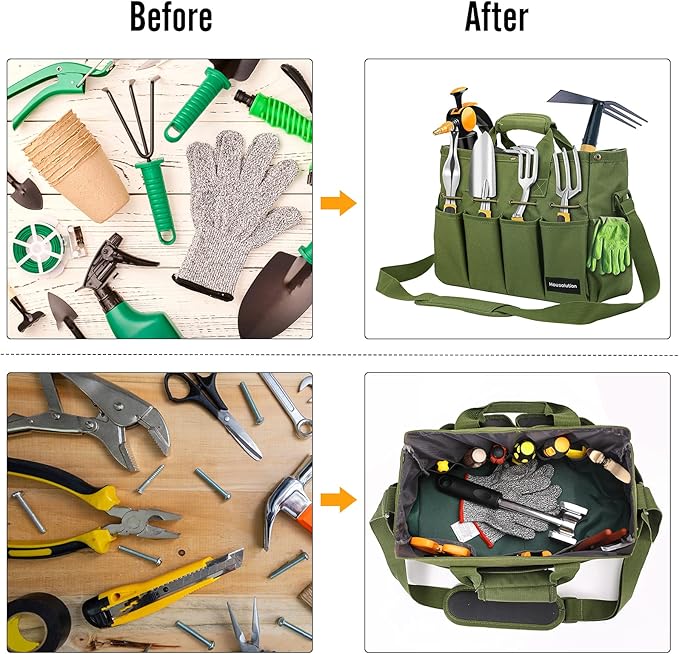 Housolution 900D Standable Gardening Tool Bag and 10 PCS Gardening Tool Set with Large Garden BagFloral Pattern Gardening Tool Set Gifts for WomenHome Tools Organizer Garden Tool Kit Holder