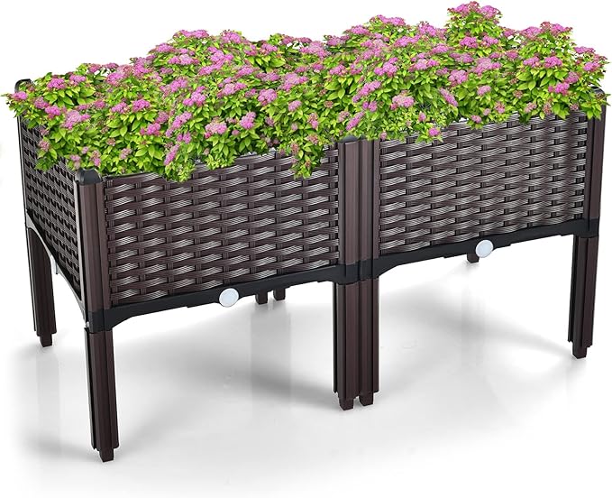 S AFSTAR Raised Garden Bed with Removable Legs &amp Brackets 4 Pack Elevated Garden Planter Kits for Flowers Fruits Vegetables Multiple Combination Planting Box Container for Garden Patio Balcony