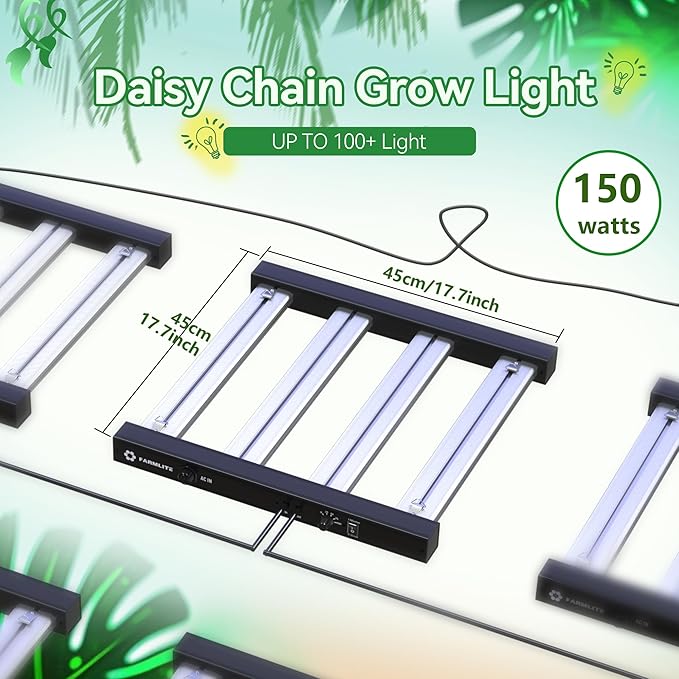 Grow Light FARMLITE Grow Lights for Indoor Plants Full Spectrum LED Growing Light Plant Hanging Growing Bar Lamps Seedling Daisy Chain Dimmable Board 2x2ft Coverage (150 Watts)