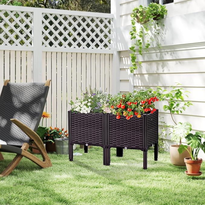 Raised Garden Bed with Legs Large Planter Box Raised Garden Beds Outdoor Rectangular Elevated Planter Box for Gardening Vegetables Flowers Fruits and Plants 31.5(L) x 15.7(W) x 20.4(H)