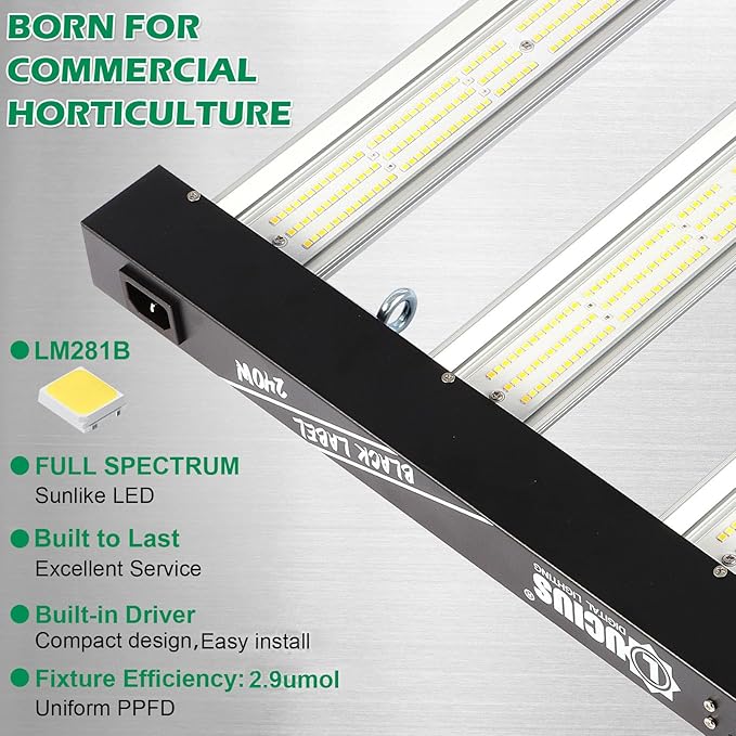 Lucius 240W LED Grow Light with LM281B Diodes 2.9 µmol/J High Efficiency Dimmable 4-Bar Light with 1200 Diodes Full Spectrum Plant Grow Lamp for Indoor Plants Seeding Veg Bloom 120/240/277V