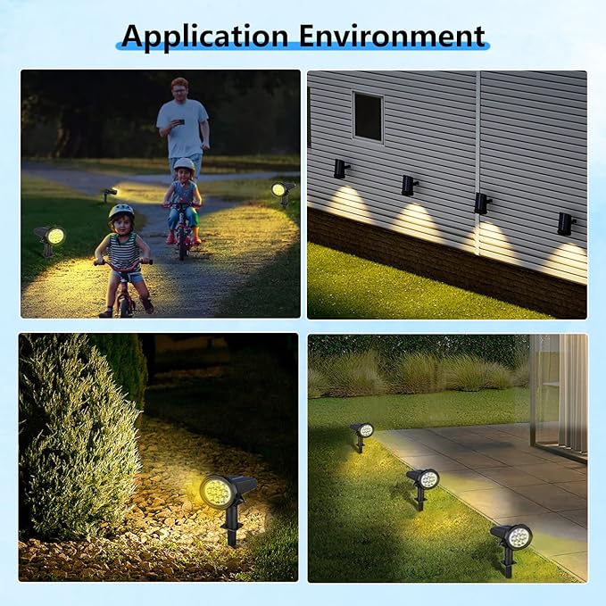Solar Spot Lights OutdoorSolar Lights Outdoor Waterproof IP68Dark Sensing Auto On/OffSuitable for Garden Corridor Landscape Lighting and Flag Lighting. (Multicoloured 6-Pack)