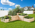 SPECRAFT Raised Garden Bed 3-Tier Outdoor Planter Box Fir Wood with Dividers Shape Adjustable Tool-Free Assembly Ideal for Growing Vegetables Herbs &amp Flowers