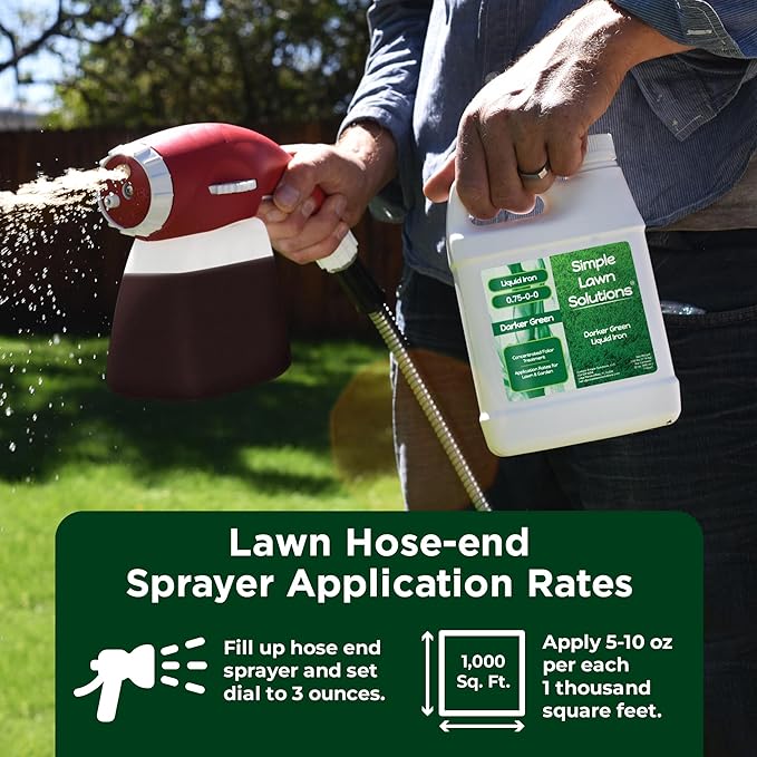 Simple Lawn Solutions - Liquid Iron Fertilizer Darker Green - Chelated Micronutrients - Concentrated Green Booster for Turf Grass Indoor Plants and Outdoor Garden (32 Ounce)