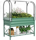 Outsunny Raised Garden Bed with Cover and Storage Shelf Rectangular Metal Elevated Planter Box with Legs and Bed Liner for Vegetables Flowers Herbs Green