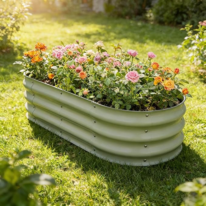 Gardmax 2 Pack Galvanized Raised Garden Bed Lightweight Planter Boxes Outdoor with Easy Assembly Large Garden Bed for Vegetables Fruits Flower