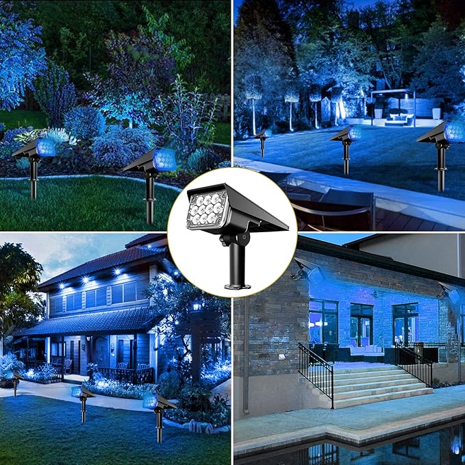 Solar Spot Lights Outdoor Blue Solar Spotlights Landscape Lighting with IP65 Waterproof 20 LEDs Landscape Spotlight for Garden Path Yard Holiday Decoration 4 Pack