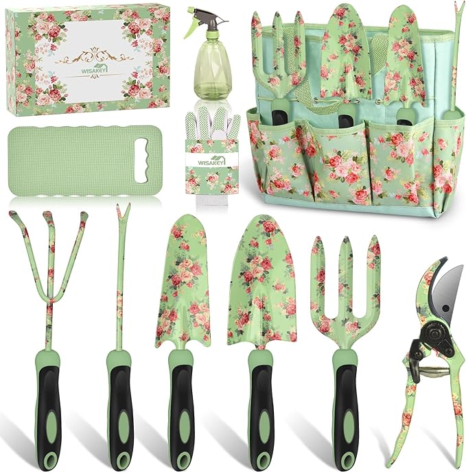 2 Garden Tool SetPurple 10 Piece Garden Tools Green 10 Piece Gardening Tools