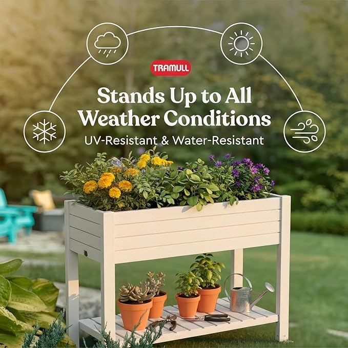 2.8' Height Elevated Raised Garden Bed Outdoor with Wheels Easy Assembly Resin Planter Box for Vegetables/Herb/Fruits Best Choice for Backyard Patio Balcony (Ashen) 6pc