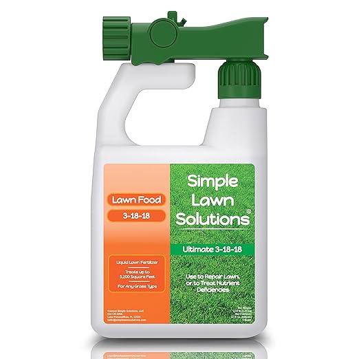 Ultimate 3-18-18 NPK- Lawn Food Quality Liquid Fertilizer- Easy to Use Concentrated Spray- Any Grass Type- Summer &amp Fall Nutrients- Simple Lawn Solutions - Turf Hardiness &amp Root Vigor (32 Ounc