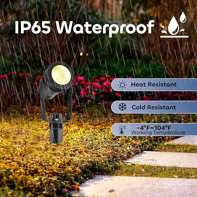 ECOWHO Landscape Lighting with Transformer IP65 LED Outdoor Spotlights Waterproof 30W 2000LM Warm White 3000K Garden Lights 90ft Cable for Garden Pathway Yard Tree Uplighting Patio (8 Pack)