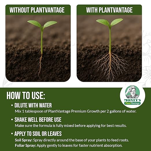 PlantVantage Premium Growth Liquid Plant Food - Liquid Fertilizer for Stronger Stems &amp Larger Leaves NPK Fertilizer (8-16-8) with Zinc &amp Iron Foliar Spray for Trees Shrubs &amp Flower Boos