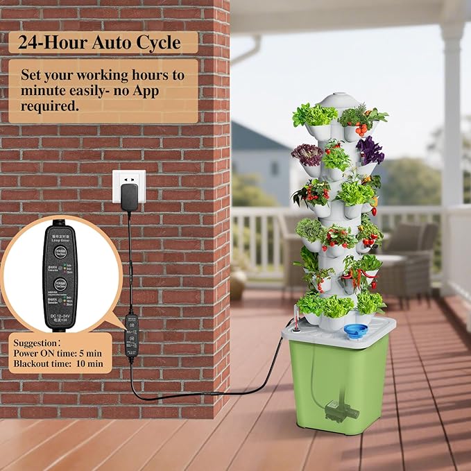 Hydroponics Growing System Kit 30 Pots Vertical Garden Planter with Pump and Timer Hydropoic Tower for Soilless Cultivation Herbs Fruits Vegetables Plant Gift for Gardening Lover(No Seed)