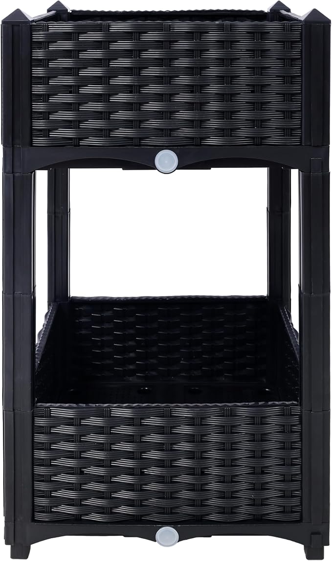 Planter Raised BedsElevated Planter Garden Box with Drainage Plug Raised Garden Beds for VegetableFlowerHerbBlack
