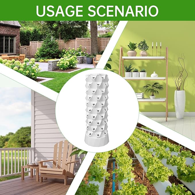 Hydroponics Growing TowerLayered Hydroponics Planter 80 Slots | Vertical Hydroponic Growing Kit Vegetable Planting Towers with Water Pump for Detached House