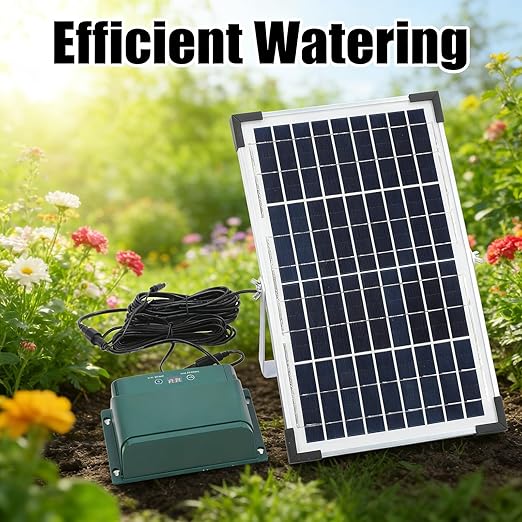 Solar Automatic Drip Irrigation Kit 18V 10W Polycrystalline Silicon System Indoor Outdoor Gardening - Auto Watering Smart Sensor Alert Balcony Garden Use