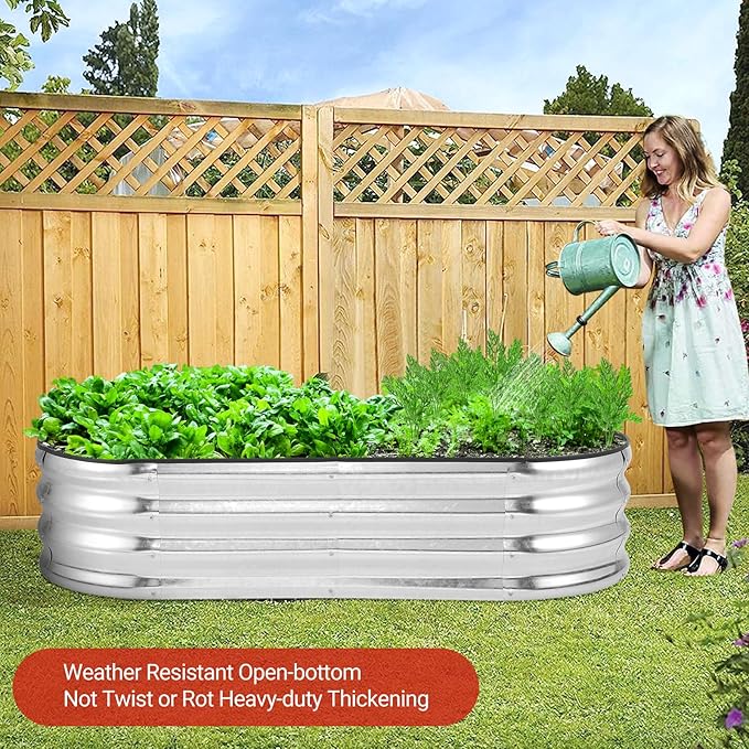 2 Pcs Raised Garden BedGalvanized Raised 4.5x2x1Ft Planter Boxes Outdoor with Easy Assembly Large Garden Bed for Vegetables Fruits Flowers Silver