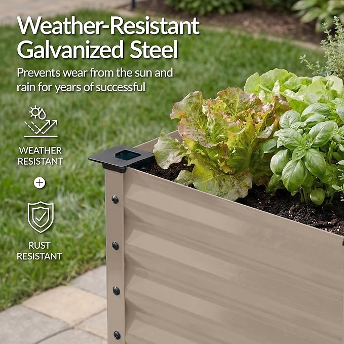 Best Choice Products 48x24x30in Galvanized Raised Garden Bed Metal Elevated Planter Box Vegetable Garden for Backyard Patio Balcony - Taupe