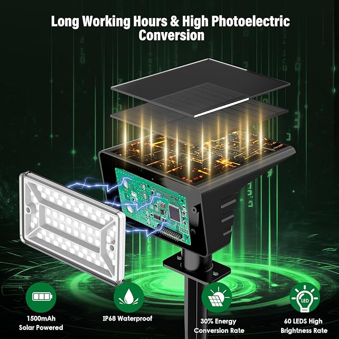 4 Pack Cool White&amp6 Pack Warm White Solar Spot Lights Outdoor with 60 LED &amp Auto On/Off Solar Lights Outdoor Waterproof IP68 with 3 Lighting Modes 2-in-1 Solars Landscape Light for Outside
