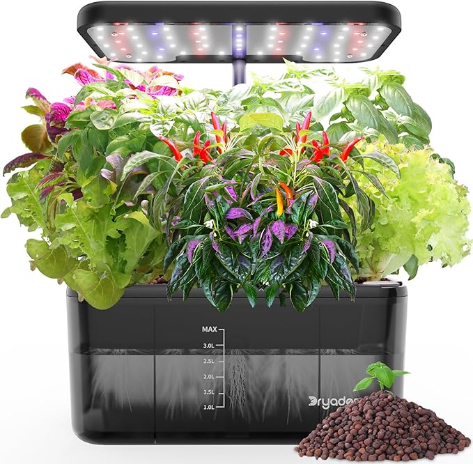 Indoor Herb Garden Kit Hydroponic Growing System with LED Grow Light Quiet Water Pump for Home Kitchen Office Healthy Fresh Herbs Vegetables Gift Ideas for Women Men