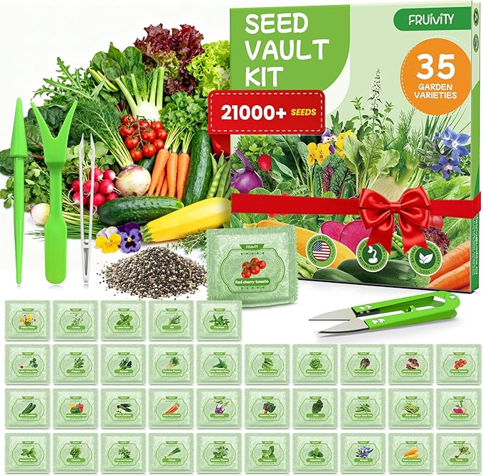 35 Heirloom Seeds Variety Pack - 21000+ Non-GMO Seeds for Planting Vegetables and Fruits Home Garden Seeds for Hydroponic Indoor and Outdoor Unique Garden Starter Set Gift for Mother Women...