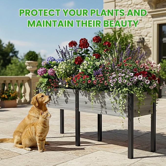 DoCred Raised Garden Bed 70.9 x 22.8 x 31.5 Large Elevated Wooden Horticulture Planter Box with Metal Legs Standing Growing Bed Planter for Gardening Balcony Backyard Patio
