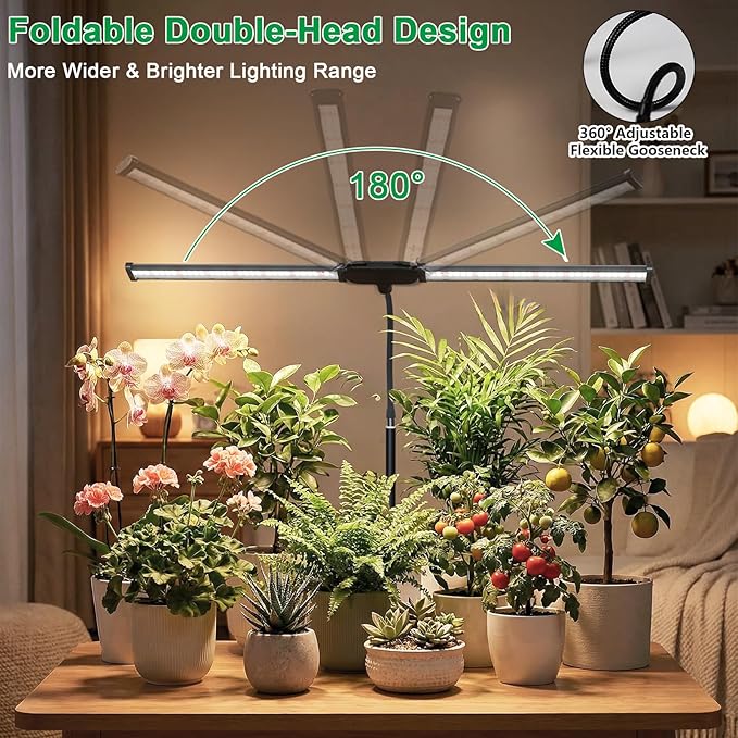 Grow Lights for Indoor Plant 6000K Full Spectrum Plant Lamp with Red Blue White LED for Pot Succulents Seed Growing Light Strip Foldable &amp Height Extendable 9-23'' Auto On Off Timing 4/8/12H
