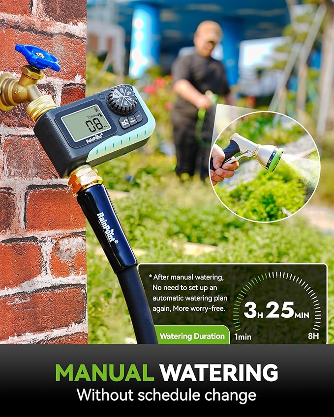 RAINPOINT Sprinkler Timer 100% Metal Pipe Water Timer for Garden Hose Programmable Hose Controller for Watering Sprinkler Controller with Manual Watering/Rain Delay for Outdoor Lawn &amp Garden (2