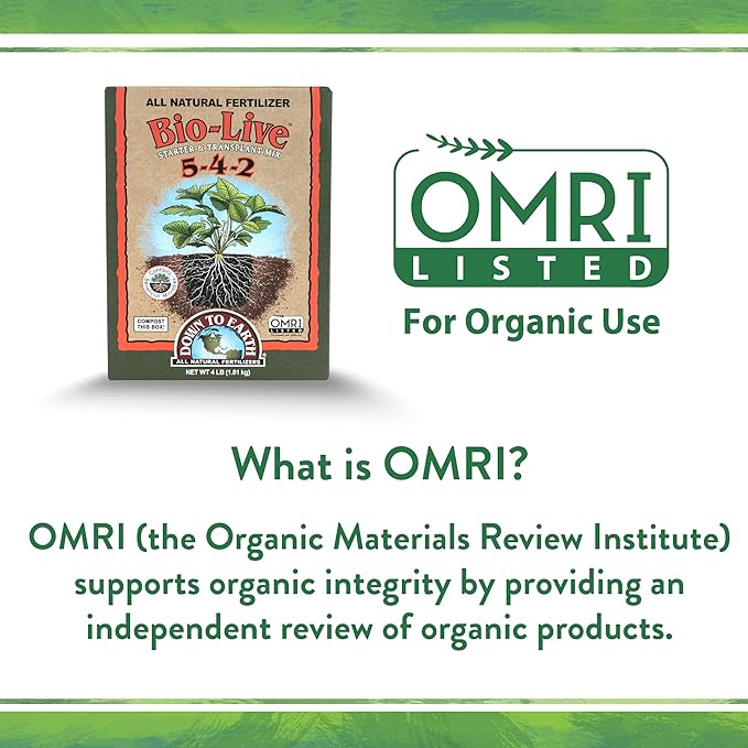 Down To Earth All Natural Fertilizers Organic Bio-Live Starter &amp Transplant Mix with Mycorrhizal Fungi and Benefical Microbes for Plant Food 5-4-2 25 lb