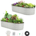 GarveeLife 4x2x1ft Galvanized Raised Garden Bed 2 PCS Oval Raised Bed Kits with Open-Ended Base Metal Planter Box for Vegetables Flowers Herbs &amp Fruits