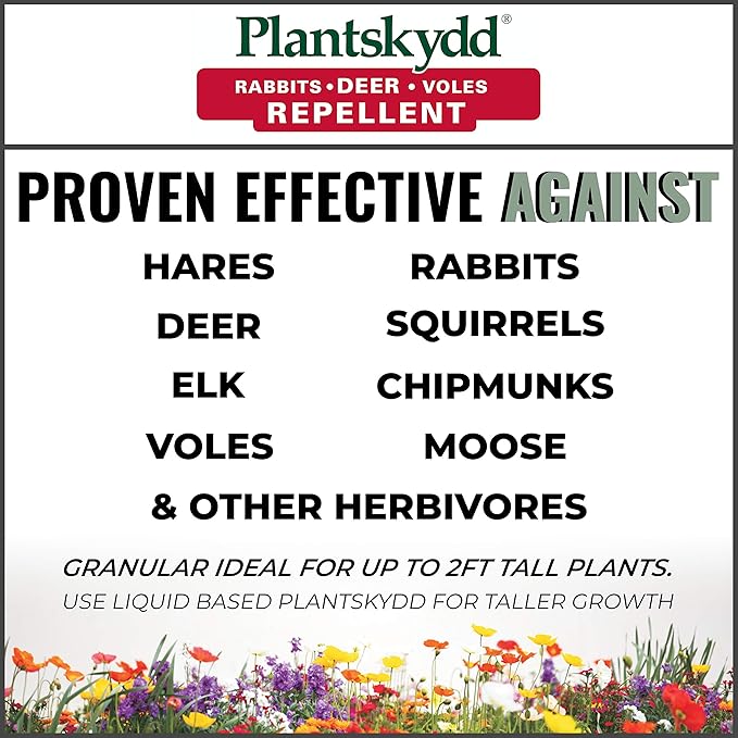 Plantskydd Animal Repellent - Repels Deer Rabbits Elk Moose Hares Voles Squirrels Chipmunks and Other Herbivores 8 LB Granular Shaker Jug (PS-VRD-8)