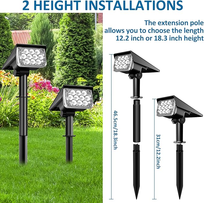 T-SUNUS Halloween Solar Lights Outdoor Green LED Landscape Spotlight Red Christmas IP65 Waterproof for Flag Tree Garden Yard Patio