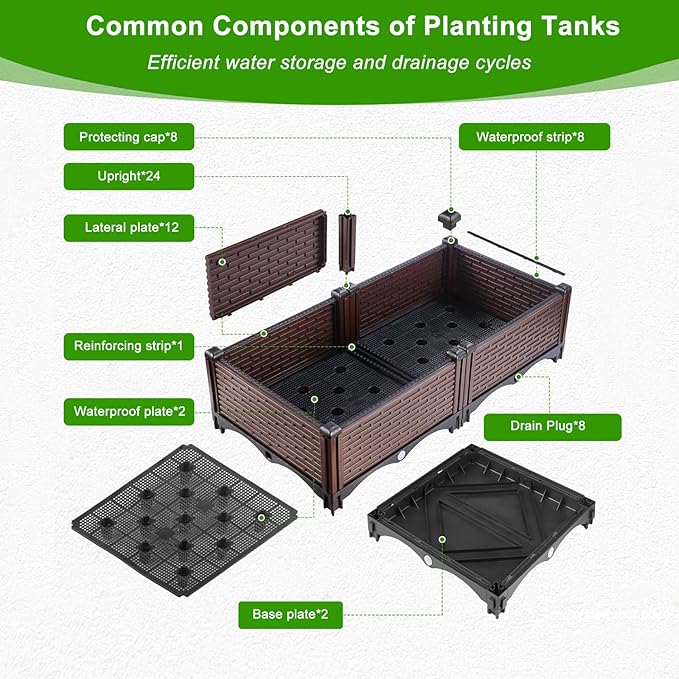 Donext Large Raised Garden Beds Outdoor Polypropylene Planter Boxes with Drainage Weather Resistant Garden Box for Vegetables Flowers 440LB Capacity(31.5x31.5x19.6in)