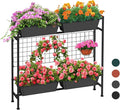 Raised Garden Beds with Legs Elevated Garden Planter Boxes with Trellis Raised Flower Boxes Patio Balcony Herb Garden Planter Beds Outdoor for Flowers Vegetables Gray