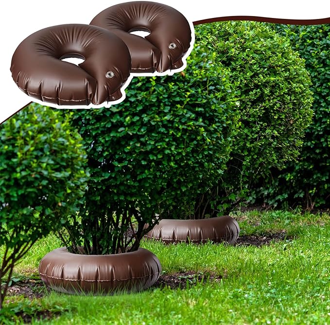 Tessco for you 8 Pack 15 Gallon Tree Watering BagsSlow Release Tree Watering Ring35.4 Inch PVC Drip Irrigation Water PouchRound Automatic Drip System for Planting Gardening and Shrubs(Brown)