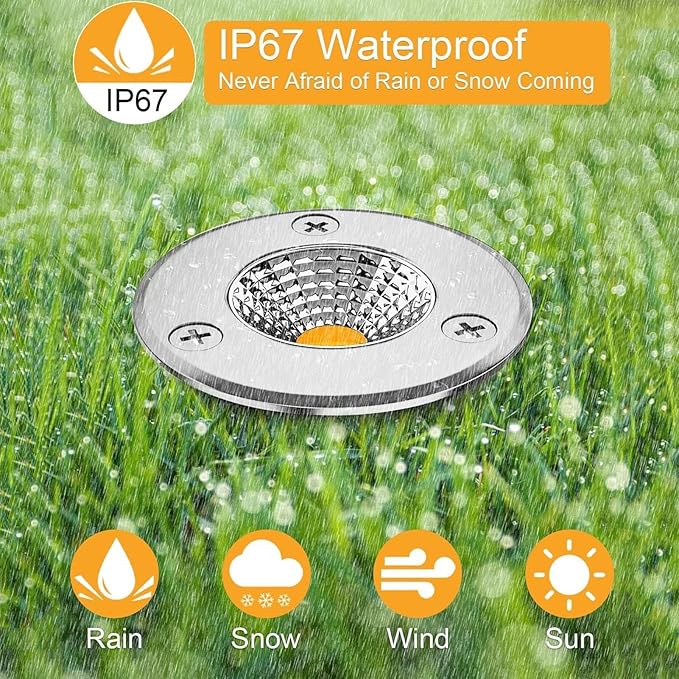 Kitchen Faucet 8pcs Beam Spotlight Well Lights 3W In Ground Light IP67 Waterproof Outdoor Low Landscape Lighting Recessed LED Lamp for Floor Driveway Deck Step Garden
