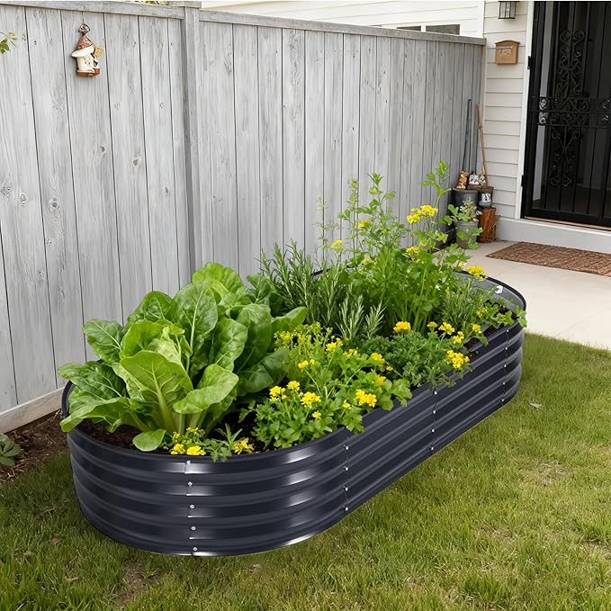 Galvanized Raised Garden Bed Steel Planter Boxes with Cover Zippered Screen Doors Open Base for Vegetables Flowers Easy Assembly