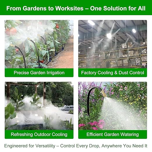 100FT Drip Irrigation System for Garden – Automatic Watering Kit with Solid Brass Metal Connectors 360° Bendable Tubing &amp40 Adjustable Nozzles for Greenhouse Lawn Yard &amp Plants