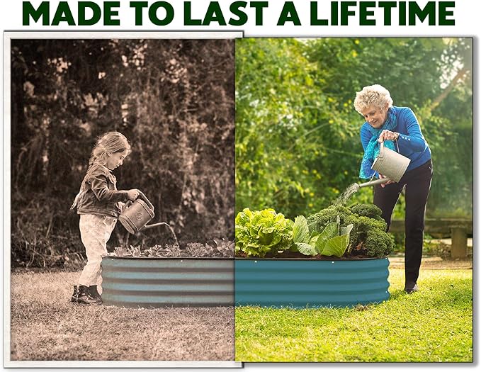 Plant &amp Plot Galvanized Raised Garden Beds Outdoor // 6×3×1 ft Planter Raised Beds for Gardening Vegetables Flowers // Large Metal Garden Box // Patented Tool-Free Design (Turquoise)