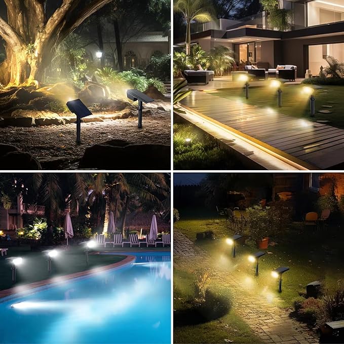 10pack Solar Spot Lights OutdoorAuto On/Off Solar Lights Outdoor Waterproof IP652-in-1 Solar Powered Outdoor Landscape LightingSolar Lights for Outside Yard Garden Pathway (Warm White)