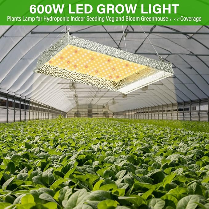 iPower 2025 600W LED Grow Light Sunlike Full Spectrum Plants Lamp for Hydroponic Greenhouse Indoor Seeding Veg and Bloom 4x4 Coverage