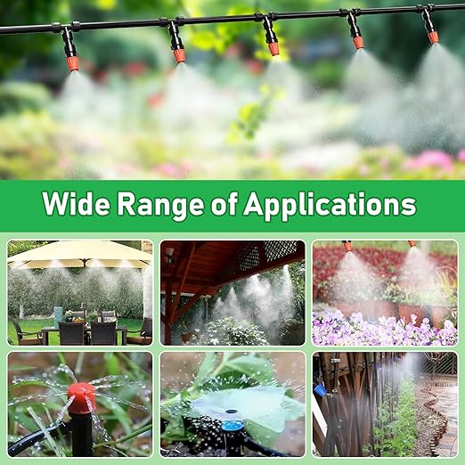 246FT Drip Irrigation System Automatic Drip Irrigation Kit with 1/2 Main Tube &amp 1/4 Branch Tubing Adjustable Drip Emitters Garden Watering System for Flower Bed Raised Beds Lawn Greenhouse