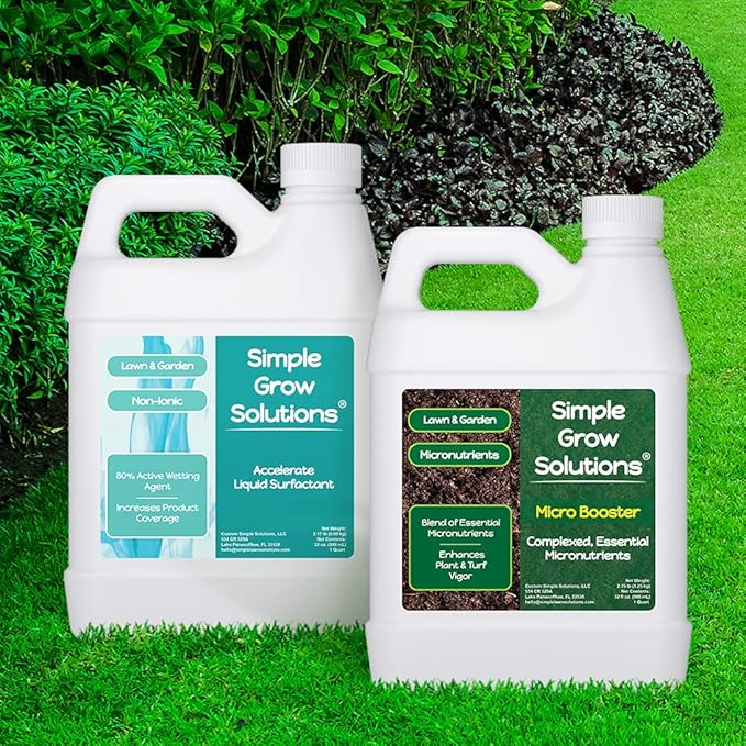 Micronutrient Booster Fertilizer (32 Ounce) and Accelerate Non-Ionic Liquid Surfactant (32 Ounce) - Simple Grow Solutions - Lawn Garden and Indoor Plants