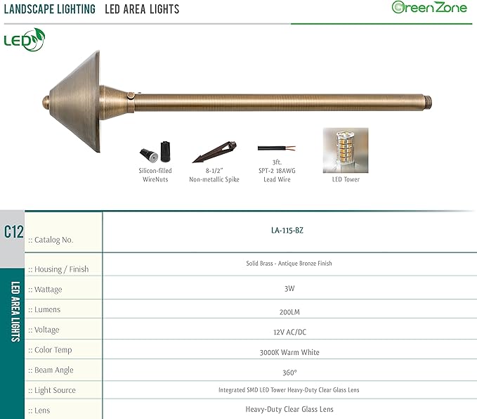 Westgate Lighting LED Landscape Lighting- Built-in Integrated LED Outdoor Light - Landscape Lighting- Integrated SMD LED Tower Clear Glass Lens (1 5-3/8 Diameter of Shade)