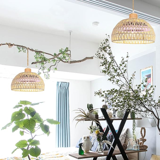 Swag Hanging Boho Plant Growing Light Full-Spectrum Fan Lamp Timer by Remote Control with Integrated Circulating Fan Plug-in Twine Braiding Cord Dimmable for Indoor Planting Portable 30W