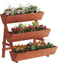 3-Tiers Wooden Raised Garden BedWood Planter Box for VegetableFlower RackFlower Pot StandsIndoor Outdoor Gardening Planting Beds (Brick red Large)