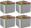 4 Pack Tall 2x2x1.5FT Corrugated Galvanized Steel Raised Garden Bed Outdoor Metal Above Ground Garden Bed for Vegetables and Flowers Raised Beds for Gardening