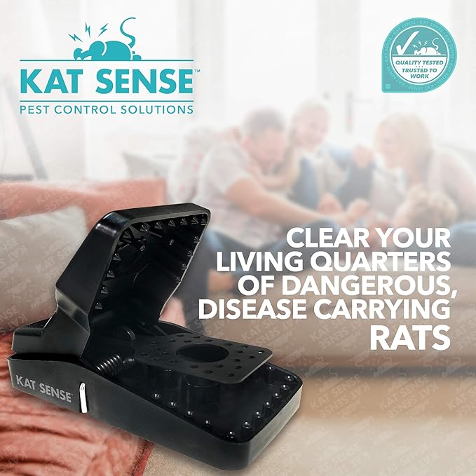 Kat Sense Large Rat Snap Traps Set of 6 - Multi-Capturing Tooth Design Humane Rat Trap Indoor &amp Outdoor Use Mouse Catcher for Repeat Use High Precision Triggering Traps for Rats Mice Chipmun